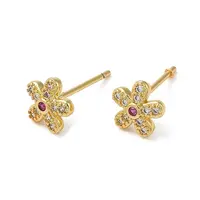 Rack Plating Brass Flower Stud Earrings