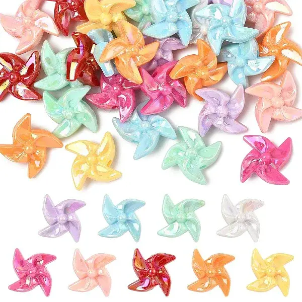 30Pcs UV Plating Opaque Acrylic Beads