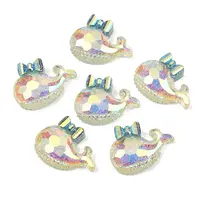 Transparent Epoxy Resin Whale with Bowknot Decoden Cabochons