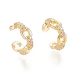 Brass Micro Pave Clear Cubic Zirconia Cuff Earrings