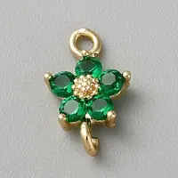 Light Gold Plated Brass Pave Glass Connector Charms