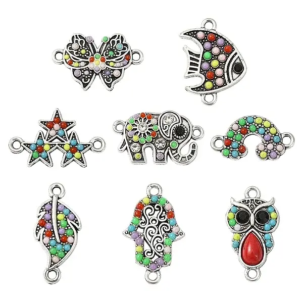 8Pcs 8 Styles Alloy Links/Connectors