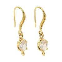 Brass Micro Pave Clear Cubic Zirconia Earring Hooks