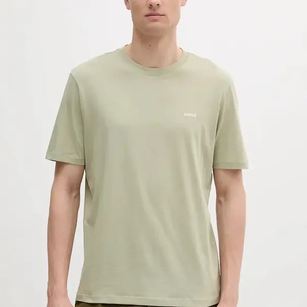 Bavlněné tričko HUGO Dero222 zelená barva, 50466158
