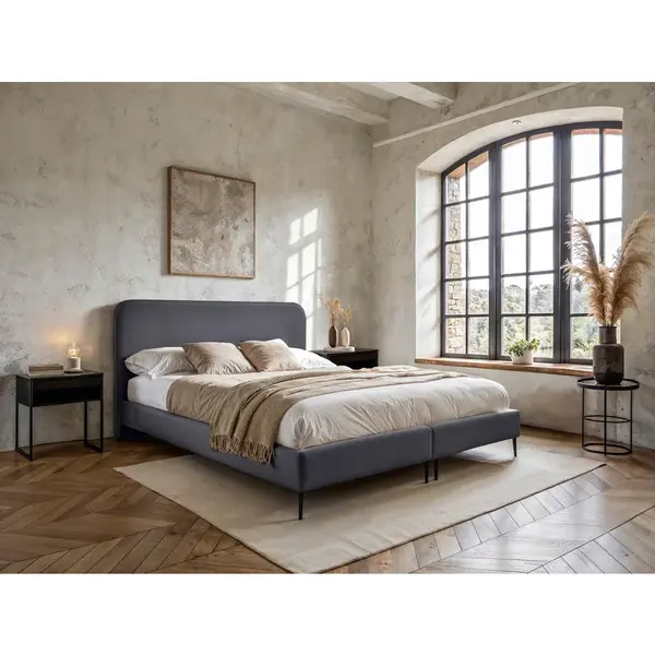 MID.YOU POSTEL BOXSPRING, 180/200 cm, šedá