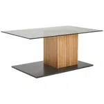 Linea Natura KONFERENČNÍ STOLEK, barvy dubu, šedá, dřevo, sklo, kov, 110/58/47 cm