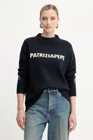 Vlněný svetr Patrizia Pepe dámský, tmavomodrá barva, s pologolfem, 8K0335 K282