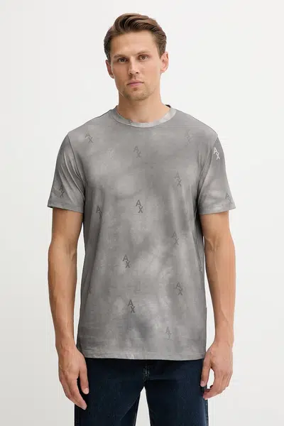 Bavlněné tričko Armani Exchange pánské, šedá barva, XM001900 AF10356
