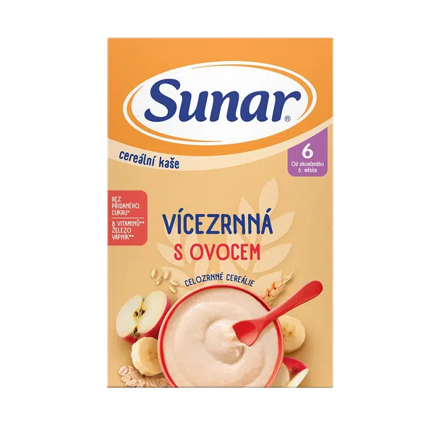 SUNAR Cereální kaše vícezrnná s ovocem od ukončení 6. měsíce 210 g