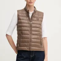 Péřová vesta Tommy Hilfiger hnědá barva, přechodná, WW0WW45499
