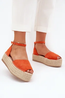 Boto Dámské espadrilky na platformě s pletením oranžové Selise