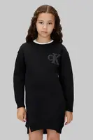 Dívčí šaty Calvin Klein Jeans černá barva, mini, oversize, IG0IG03009