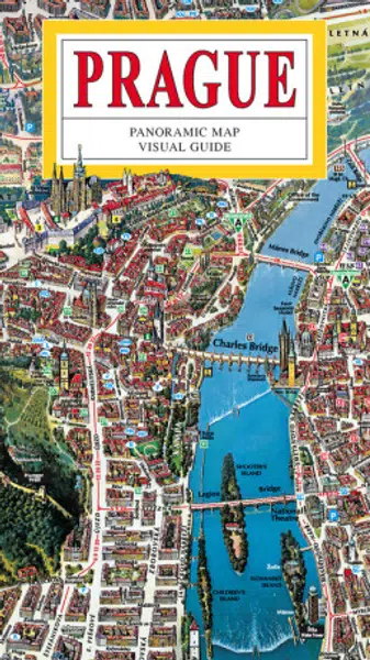 Praha - panoramatická mapa velká - anglicky