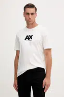 Bavlněné tričko Armani Exchange pánské, bílá barva, s potiskem, XM001403 AF16432
