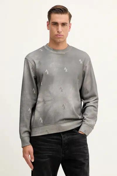 Bavlněná mikina Armani Exchange pánská, šedá barva, vzorovaná, XM001893 AF10830