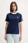 Tričko adidas Originals 3 Stripe Tee dámské, modrá barva, JY4852