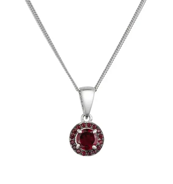 Evolution Group - Pavona Třpytivý stříbrný náhrdelník s pravými granáty 12088.3