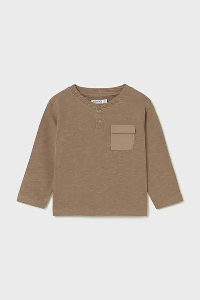 Kojenecké tričko s dlouhým rukávem Mayoral hnědá barva, 2064