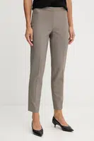 Vlněné kalhoty BOSS dámské, béžová barva, střih cigarette, high waist, 50545535