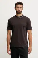 Bavlněné tričko EA7 Emporio Armani pánské, hnědá barva, AF13244.7X000147