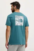 Bavlněné tričko The North Face Redbox Celebration pánské, zelená barva, s potiskem, NF0A87NVBQ51