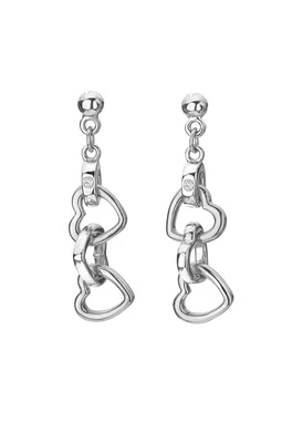 Hot Diamonds Půvabné stříbrné náušnice s diamanty Trio DE702