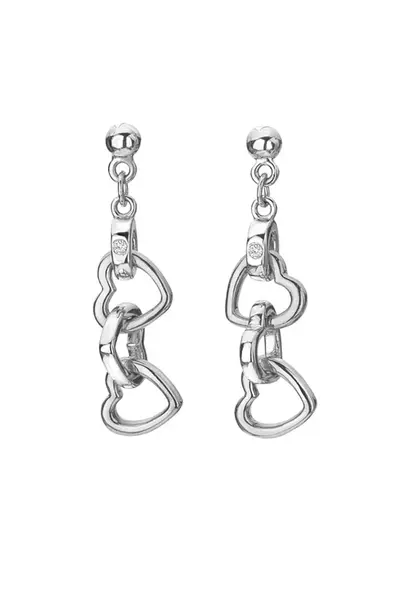 Hot Diamonds Půvabné stříbrné náušnice s diamanty Trio DE702