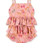 Jednodílné dětské plavky Konges Sløjd MANUCA FRILL SWIMSUIT GRS růžová barva, KS102513