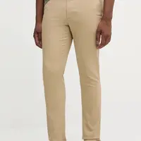 Kalhoty Tommy Hilfiger pánské, béžová barva, přiléhavé, MW0MW26619
