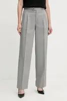 Kalhoty s příměsí vlny Twinset dámské, šedá barva, high waist, 252TP2632