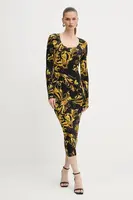 Šaty Versace Jeans Couture černá barva, midi, přiléhavé, 79HAO920 JS500