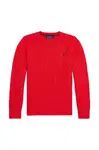 Dětský bavlněný svetr Polo Ralph Lauren červená barva, lehký