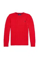 Dětský bavlněný svetr Polo Ralph Lauren červená barva, lehký