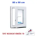 Plastové okno | 80 x 90 cm (800 x 900 mm) | bílé |otevíravé i sklopné | pravé