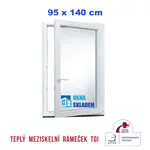 Plastové okno | 95x140 cm (950x1400 mm) | Pravé| Bílé | jednokřídlé | Teplý meziskelní rámeček