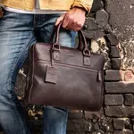 Pánská kožená taška na notebook Burkely Laptop - tmavě hnědá