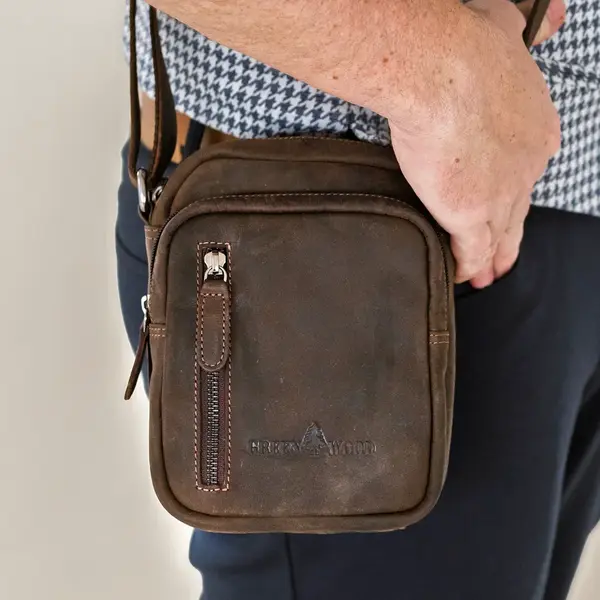 Pánská kožená taška přes rameno Greenwood Zente - tmavě hnědá