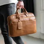 Pánska kožená taška na notebook Sparwell Karles, prírodná koža, 15" − koňak