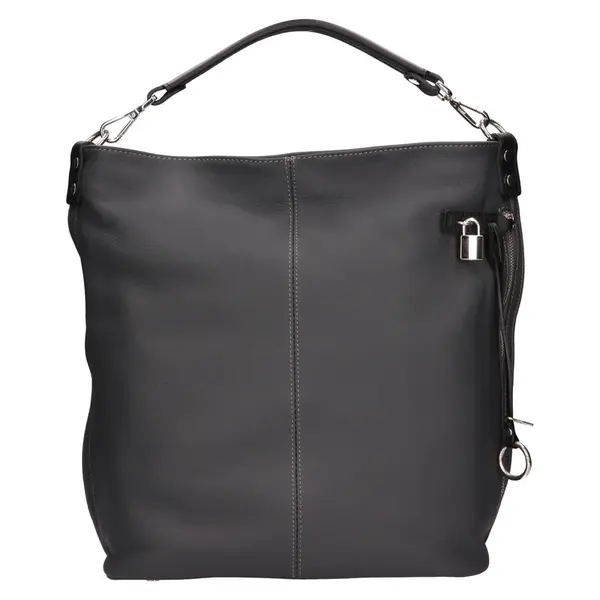 Dámska kožená kabelka The Trend Lotta - tmavo šedá
