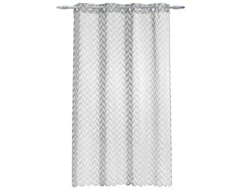 Závěs 140x180 cm, stříbrný s geometrickým vzorem