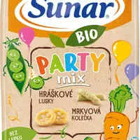 SUNAR BIO Party mix, hráškové a mrkvové dětské křupky 45 g