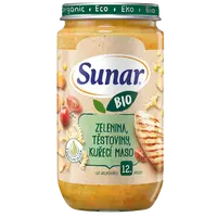SUNAR BIO příkrm zelenina, těstoviny, kuřecí maso 12m+, 235 g