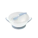 BABYONO Miska uzavíratelná s přísavkou a lžičkou světle modrá 6m+ 300 ml