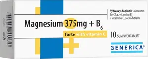GENERICA MAGNESIUM 375 mg + B6 forte s vitamínom C 10 šumivých tablet