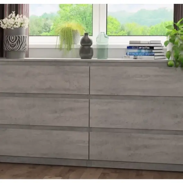 Široká komoda Carlos, šedý beton, 150 cm