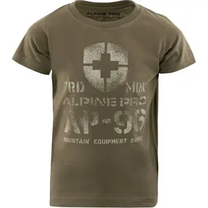 ALPINE PRO DEXO Detské tričko, khaki, veľkosť 140-146