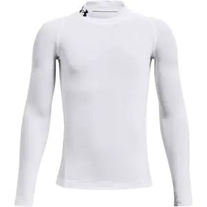 Under Armour HG ARMOUR MOCK Chlapčenské kompresné tričko, biela, veľkosť L