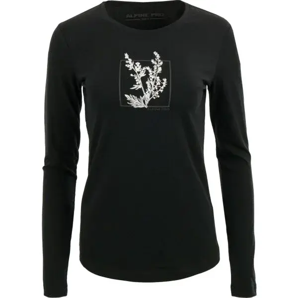 ALPINE PRO SFERA Dámske tričko s dlhými rukávmi, čierna, veľkosť