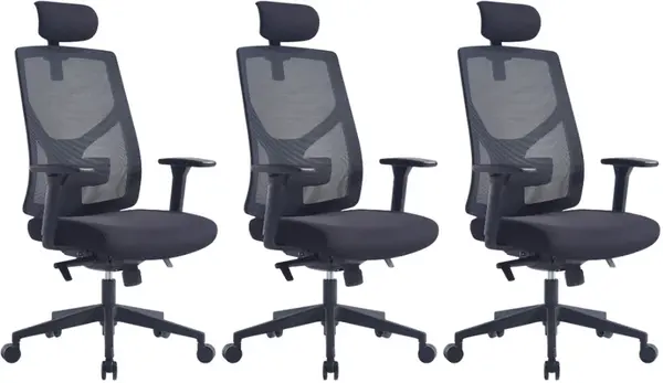 MERCURY 3PACK Ergonomická kancelářská židle ARES černá, vysoké postavy, sezení 8 hodin denně (3 ks)