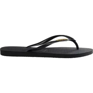HAVAIANAS SLIM LOGO METALLIC Dámske žabky, čierna, veľkosť 39/40